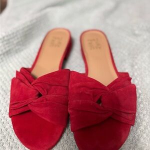 Red Suede Women's Slide Sandals